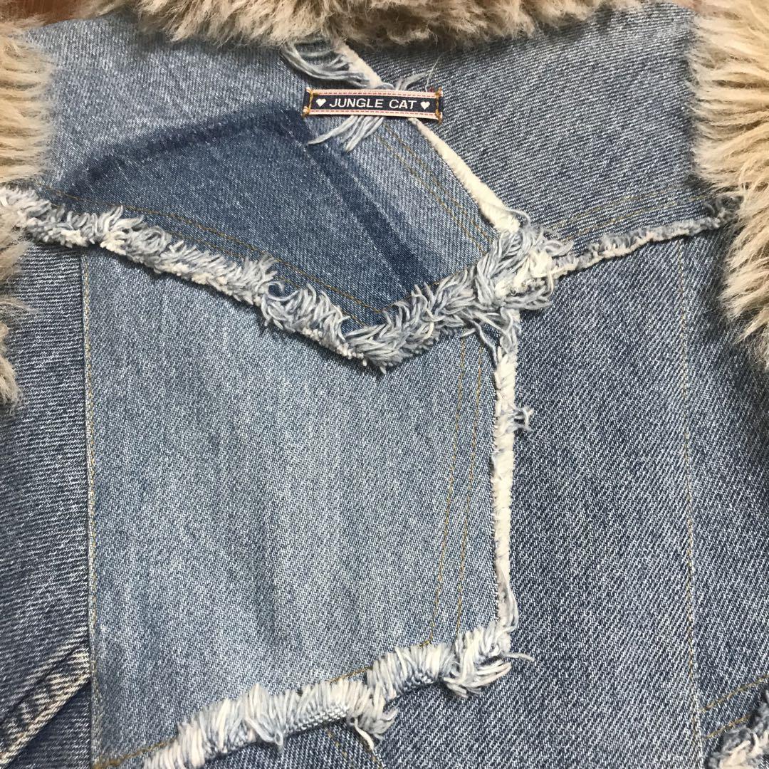 ジャングルキャット LEVI’S リメイク ファー ベスト デニム 稀少 レア 画像5
