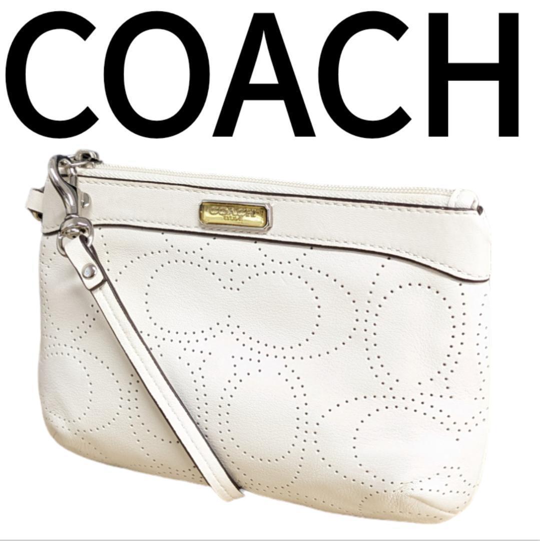 新品☆COACH コーチ　 ホワイト　シグネチャー 　レザー ポーチ 楽天市場】コーチ ポーチ レディース COACH 小物入れ