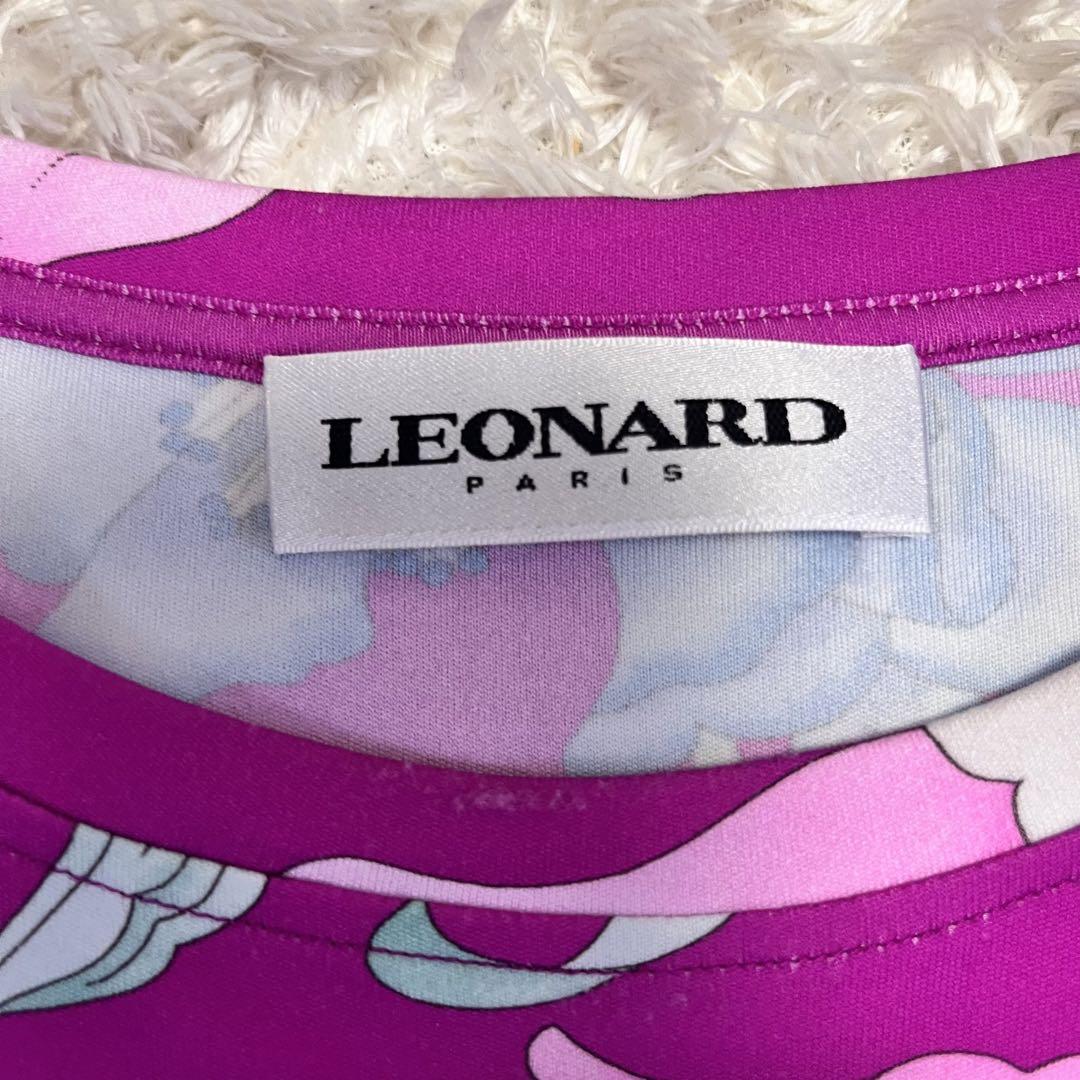 【LEONARD London】柔らかストレッチ カットソーTシャツ 総柄 花柄