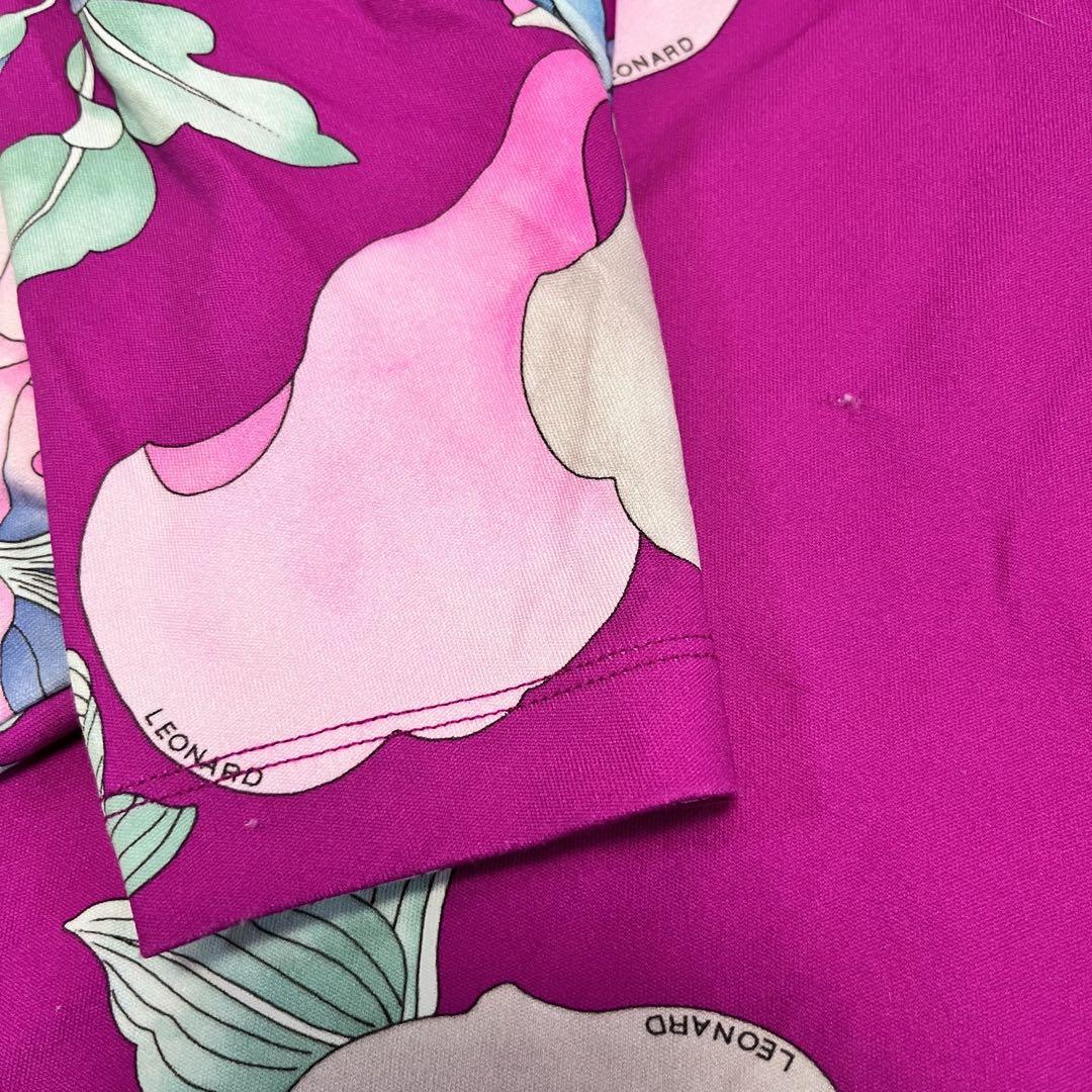 【LEONARD London】柔らかストレッチ カットソーTシャツ 総柄 花柄