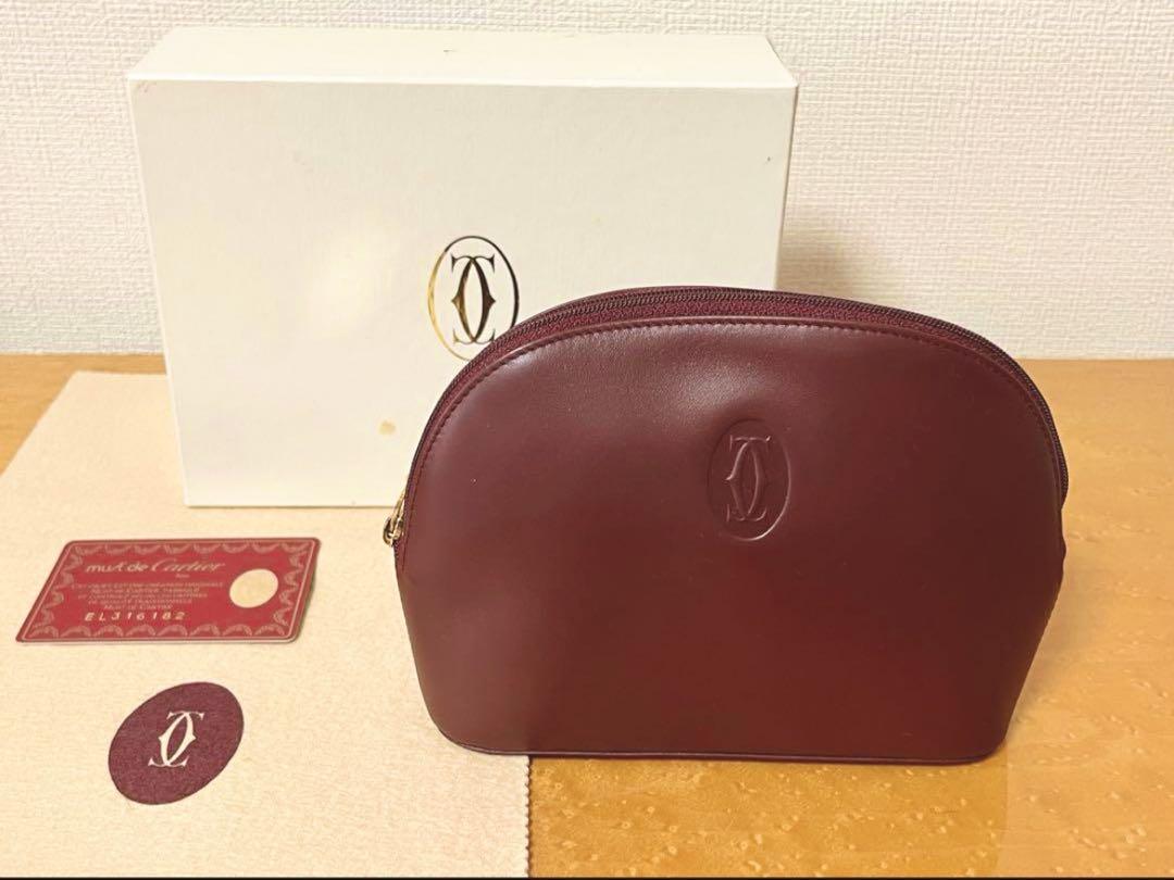 美品Cartierカルティエ コスメポーチ 小物ポーチ レザー 茶系 スペイン製 楽天市場】Cartier カルティエ 化粧ポーチ メイクポーチ マルチ