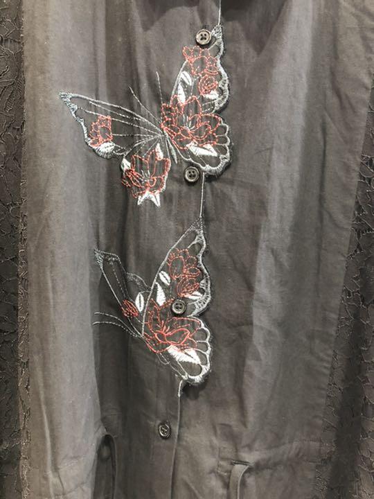 格安 scalar レース重ね蝶刺繍シャツワンピース黒Free size tbEpe-m98693036566 スカラー SALE正規品