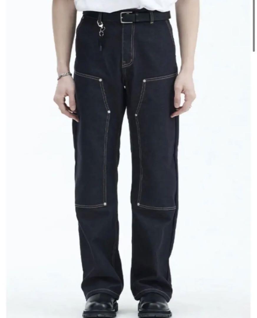 ラメルマメゾンDOUBLENEE DENIM PANTS INDIGO BLUE