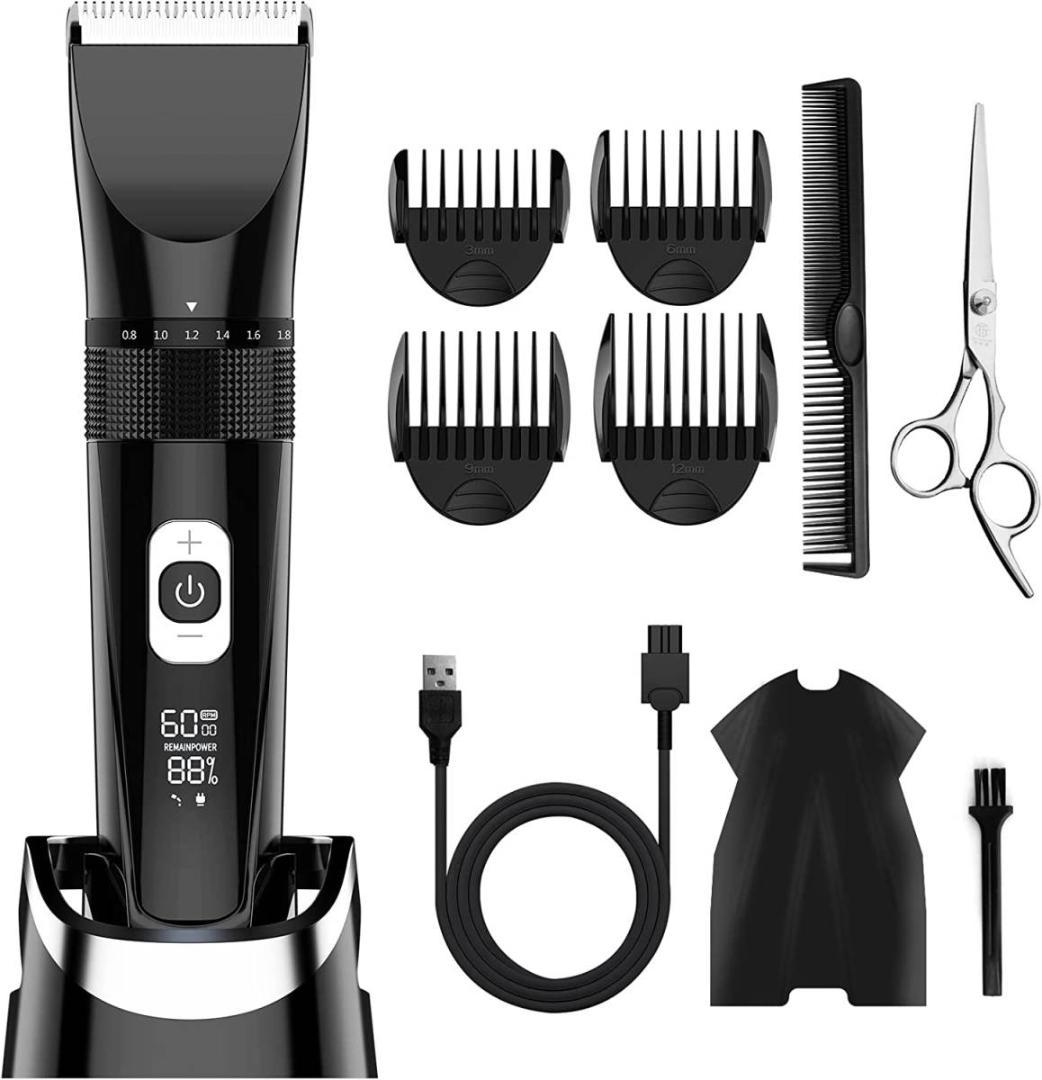 【2024革新モデル】ヘアカッター 散髪用 0.8-1.8mm刈り IPX7防水
