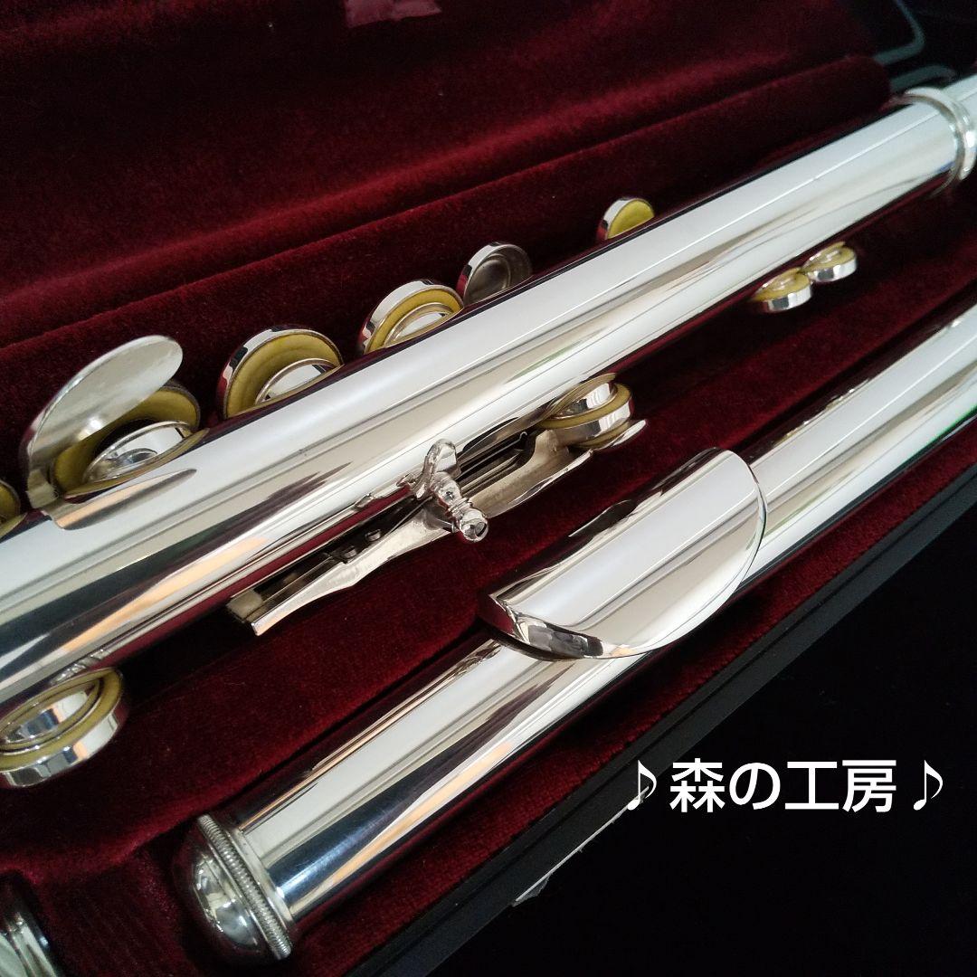 美品】YAMAHA YFL411 頭部管.管体銀製 Eメカ付。工房にてリペア済 フルート専門店‼️部活応援‼️頭部管管体銀製ヤマハフルート
