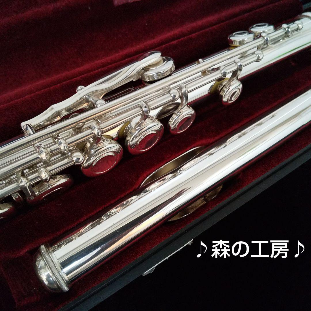 美品】YAMAHA YFL411 頭部管.管体銀製 Eメカ付。工房にてリペア済