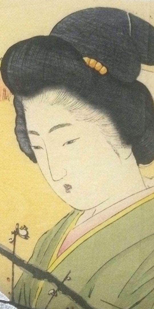 小説口絵、小説美人詠花口絵木版画、梶田半古画