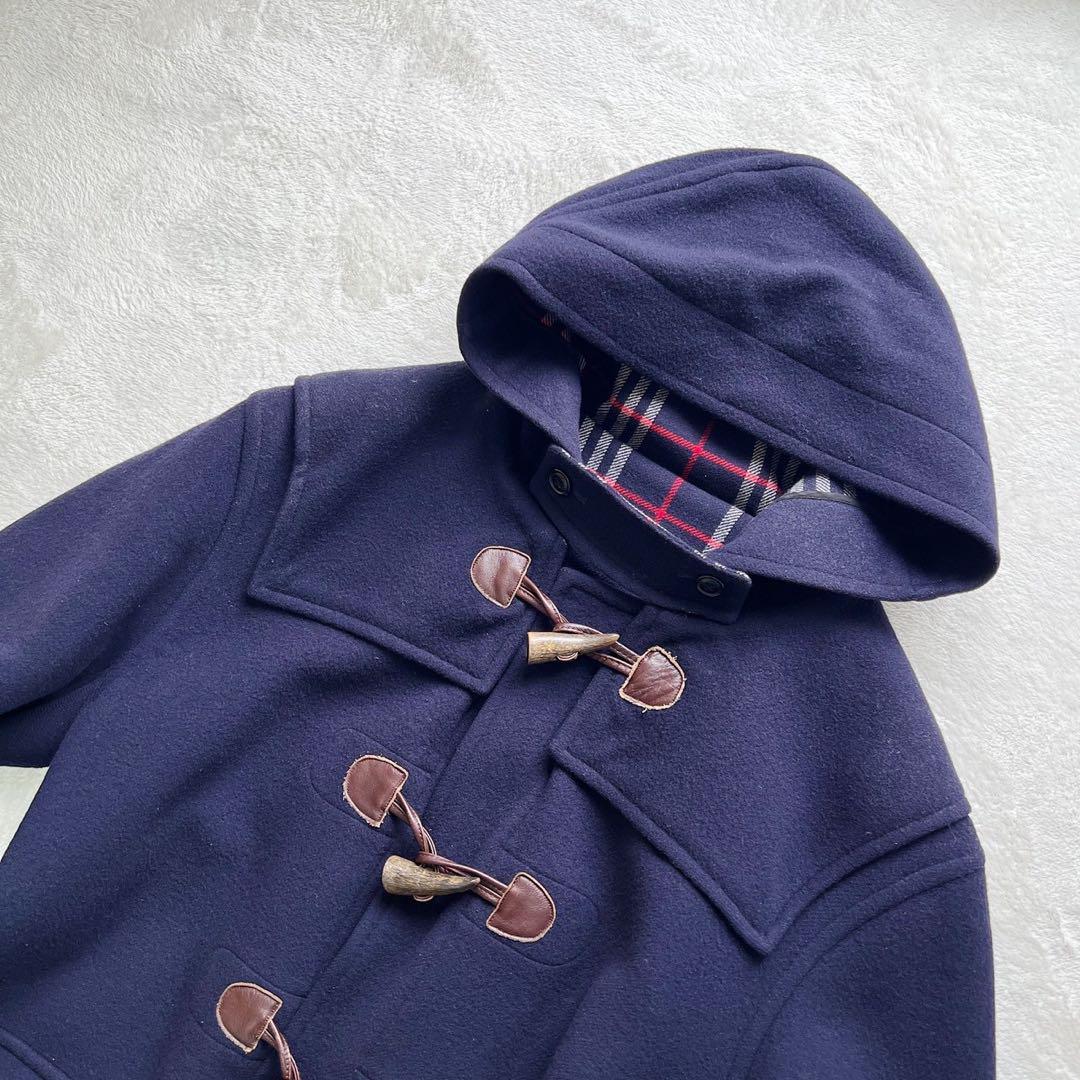 【極美品】✨バーバリー ロンドン　ダッフルコート　ノバチェック  ネイビー L バーバリーロンドン カシミヤ混 ダッフルコート Lサイズ ノバ