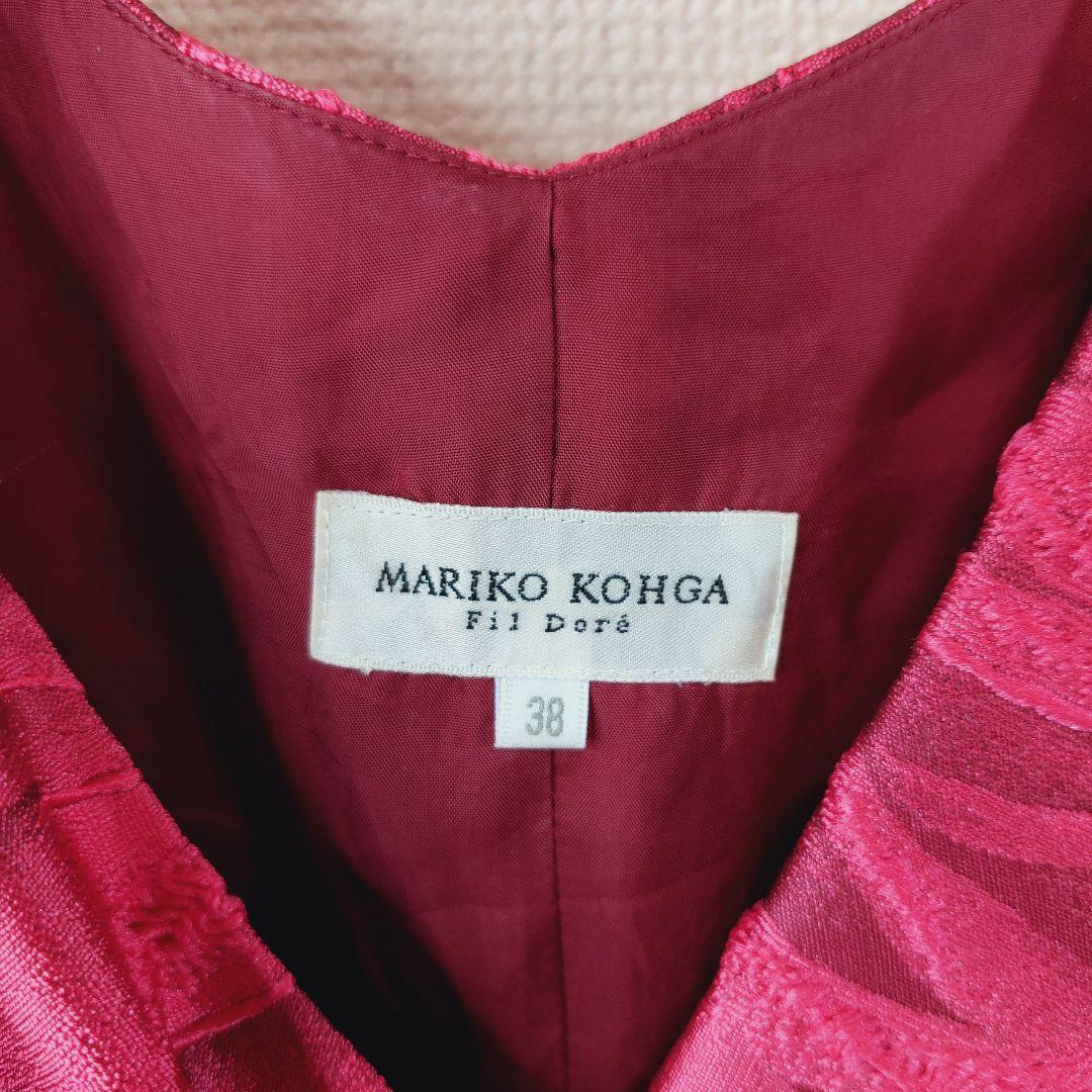 国産品 東京ソワール KOHGA MARIKO ラップ薔薇ドレス レッド系Ω 38 刺繍 スーツ・フォーマル・ドレス