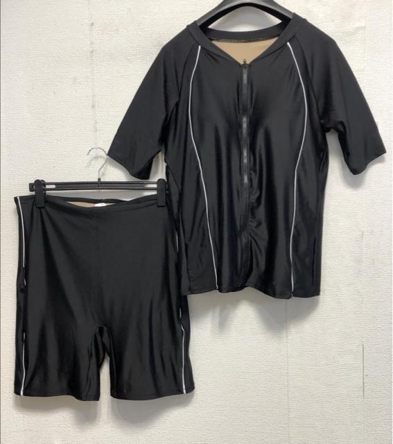 新品☆8L♪黒系♪セパレート補整水着♪半袖♪前開き♪☆a132