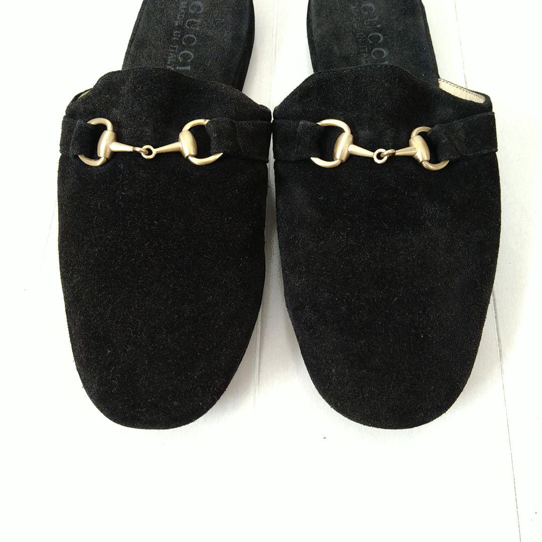 お得定番 激レア❤GUCCI グッチ スエード スリッパ 黒 24cm kOTnX-m98718949775 2022低価
