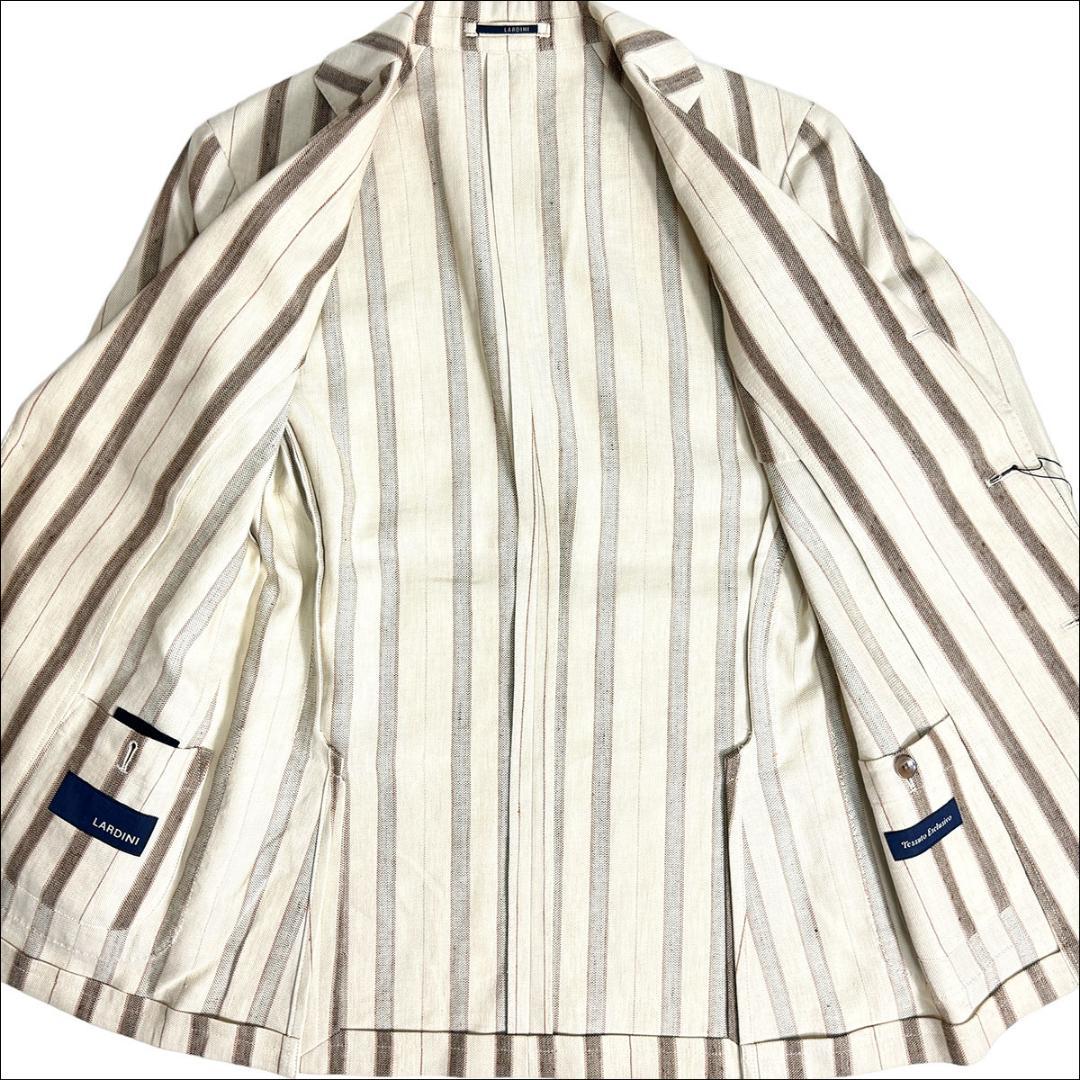J7425 新品 ラルディーニ リネンシルクサマージャケット ベージュ系 46 画像4