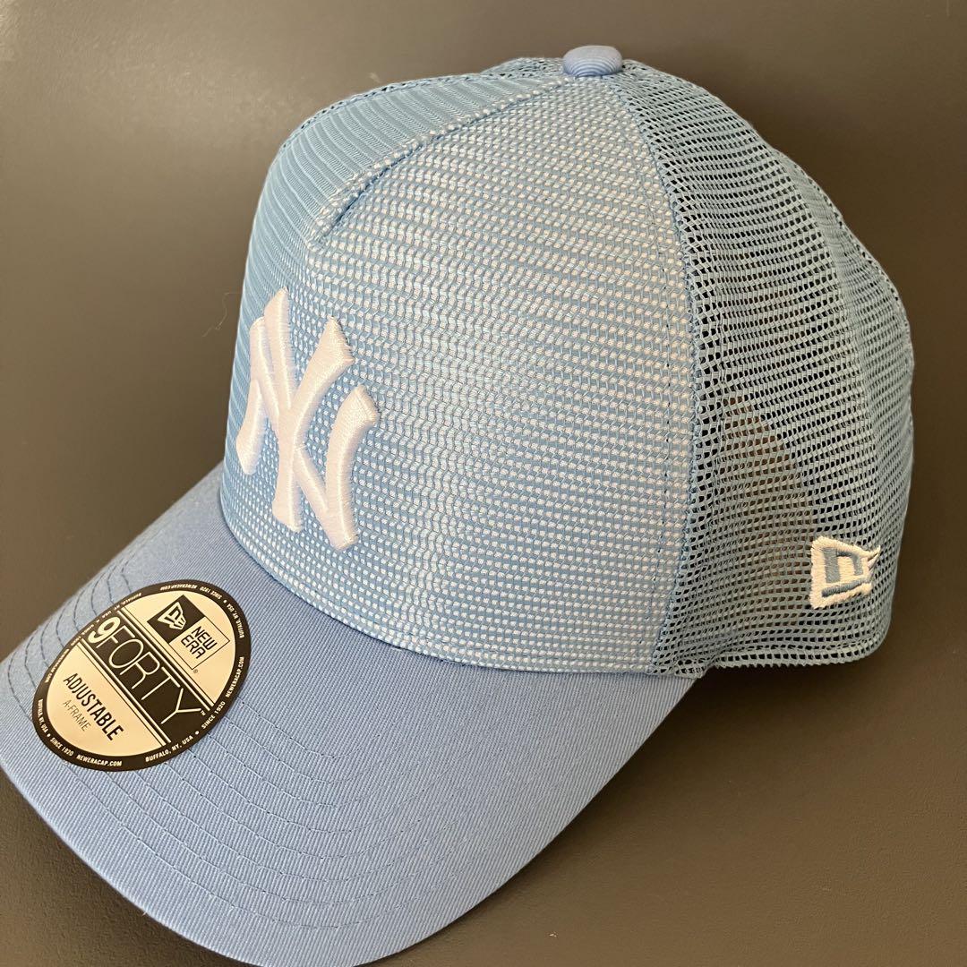 海外限定 New era NY ヤンキース ニューエラ スカイブルー　メッシュ帽