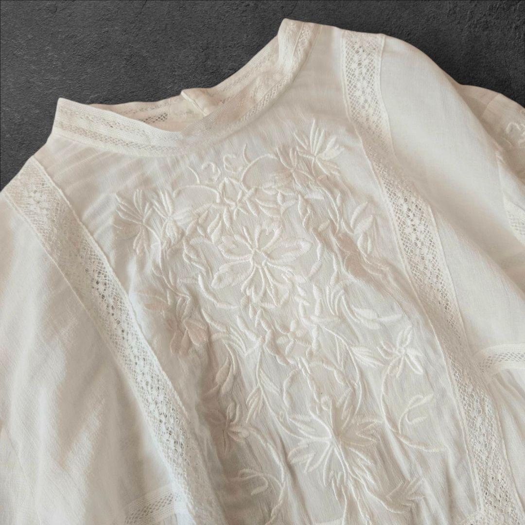 美品⭐IENA レースエンブロイダリーブラウス ギャザー　　ボリュームスリーブ