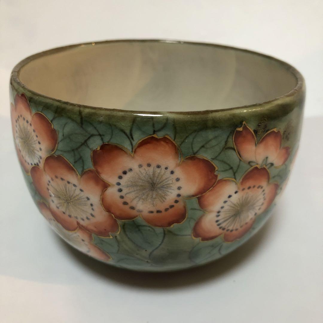 京焼 陶あん 茶碗 抹茶椀 花柄