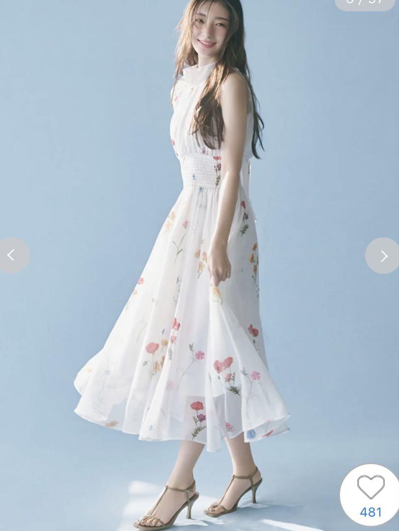 SNIDEL スナイデル バックリボンシフォンワンピース　FLOWER　0 S