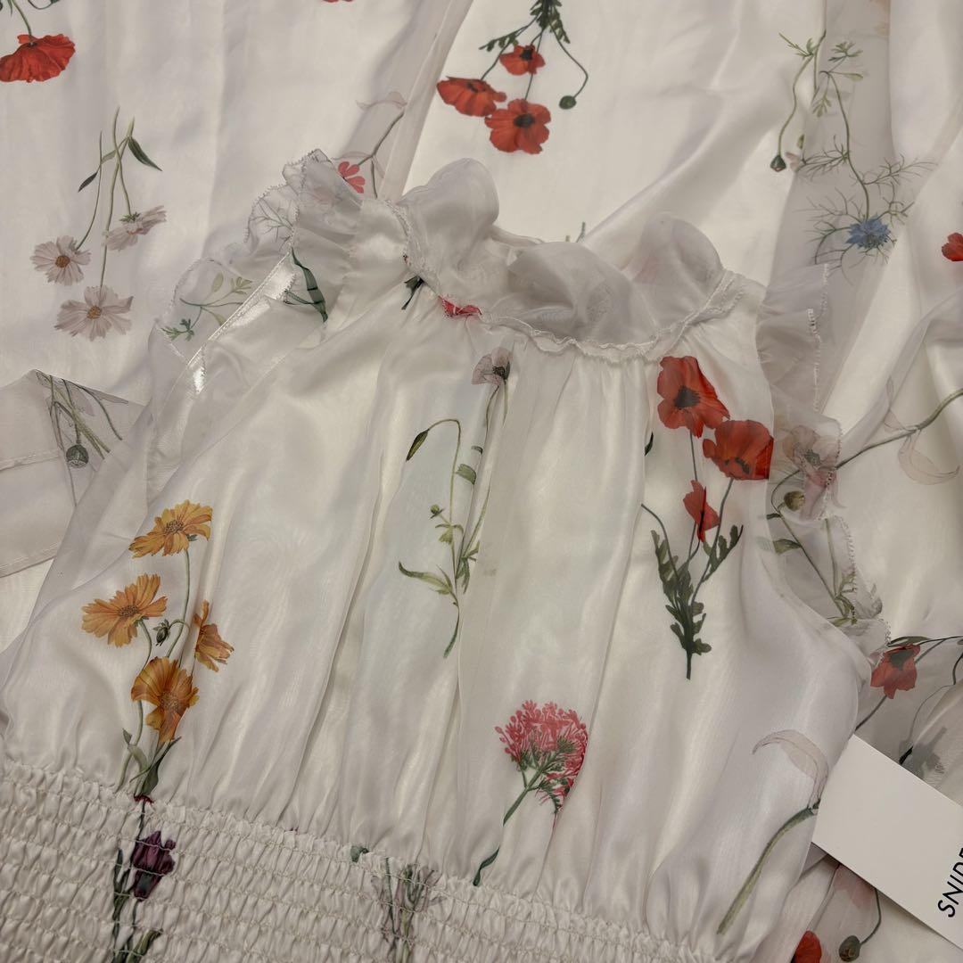 SNIDEL スナイデル バックリボンシフォンワンピース　FLOWER　0 S