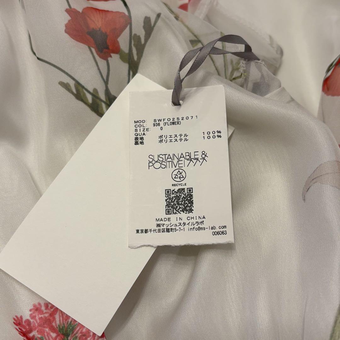 SNIDEL スナイデル バックリボンシフォンワンピース　FLOWER　0 S