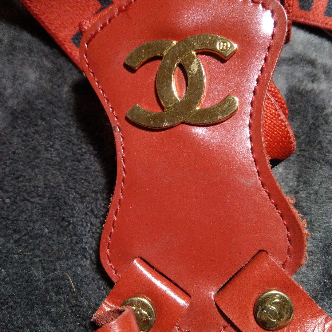 レア ヴィンテージCHANEL シャネル サスペンダー 赤 - メルカリ
