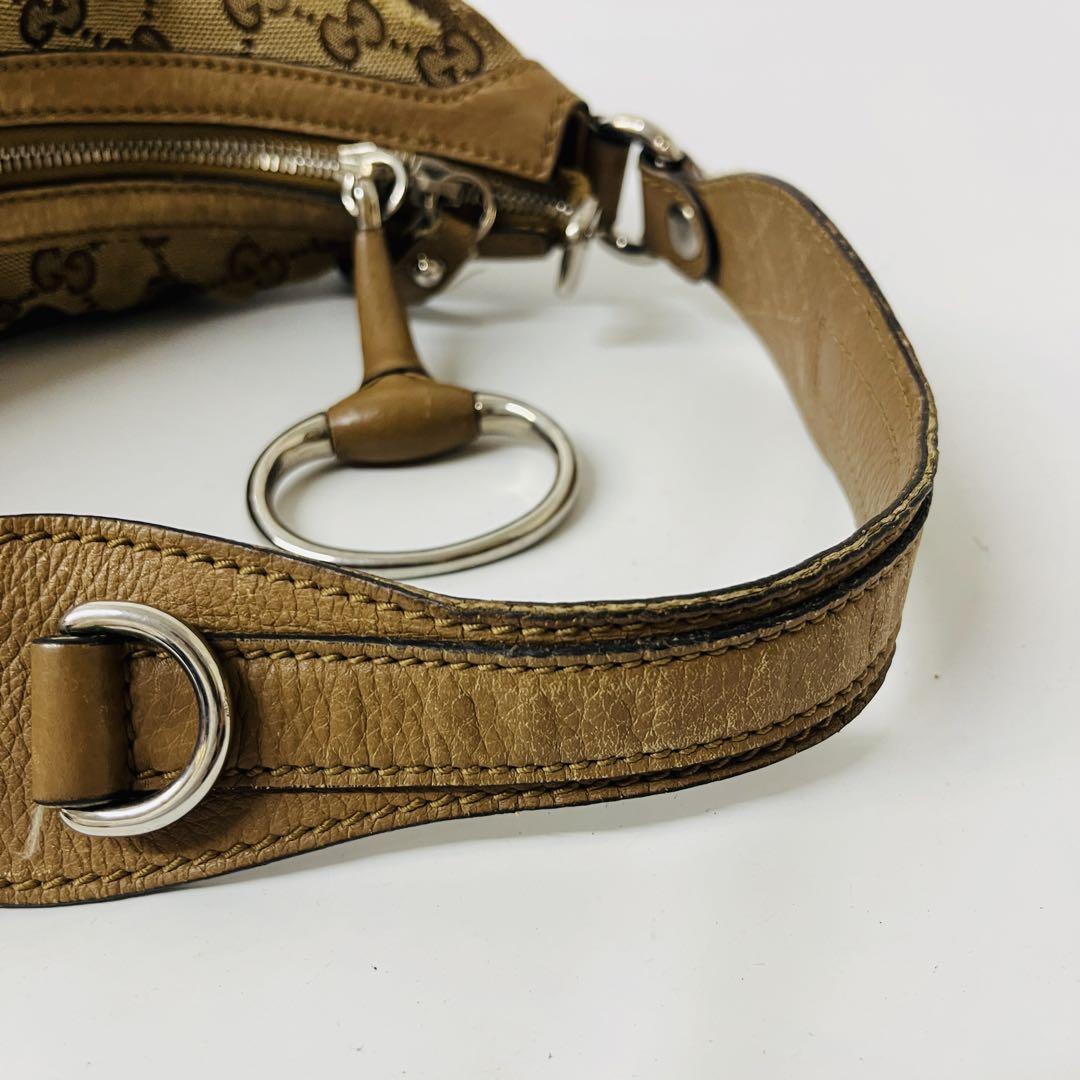 GUCCI グッチ GGキャンバス ワンショルダーバッグ ベージュ レザー