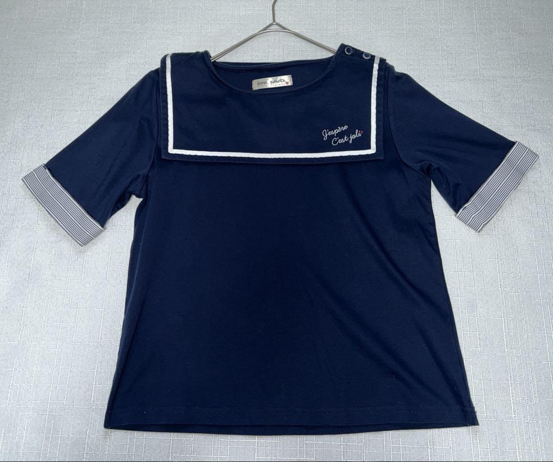 美品 ポンポネットジュニア L 160 カットソー セーラーカラー