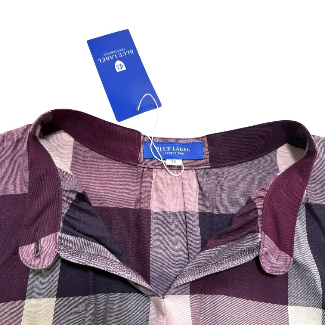 美品　BLUE LABEL CRESTBRIDGE フリル　チェック　チュニック 新品 Blue Label Crestbridge チェック フリル ワンピース