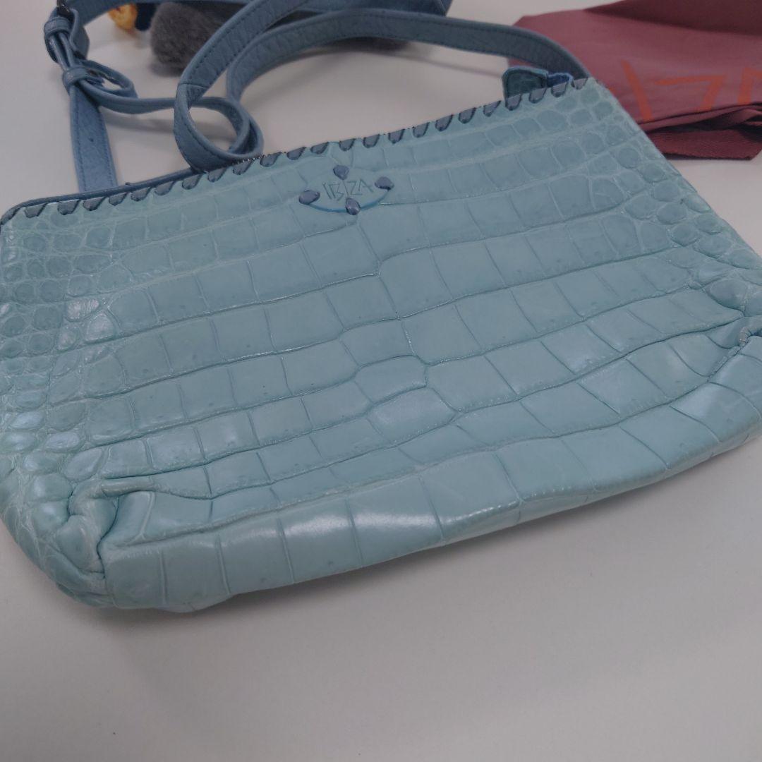 IBIZA クロコダイルレザー　ショルダーバッグ　未使用品！ IBIZA クロコダイル ベビーブルー ショルダーバッグ 未使用品