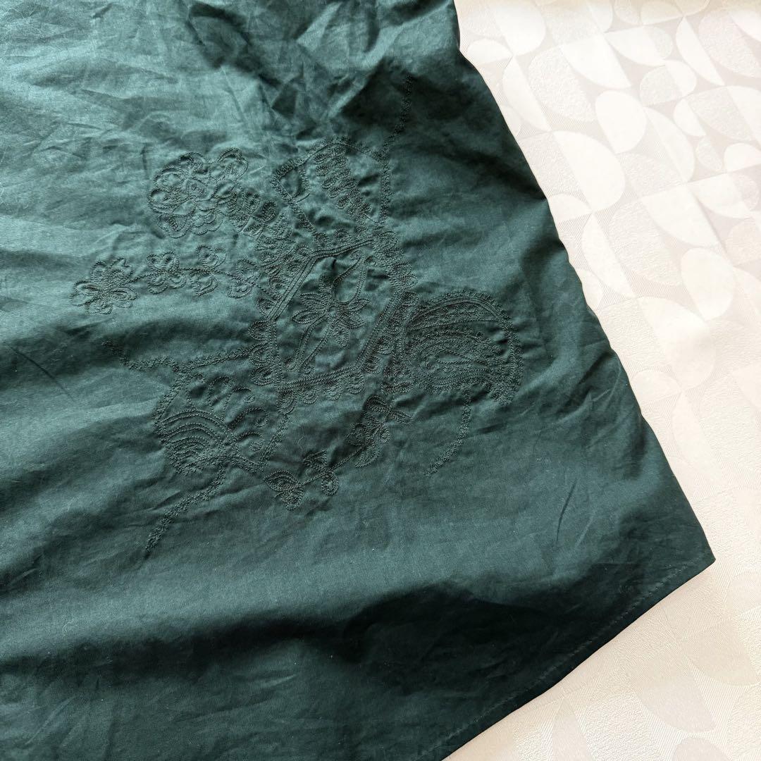 HaaT ISSEY MIYAKE 刺繍 ステッチ シャツ グリーン サイズ3