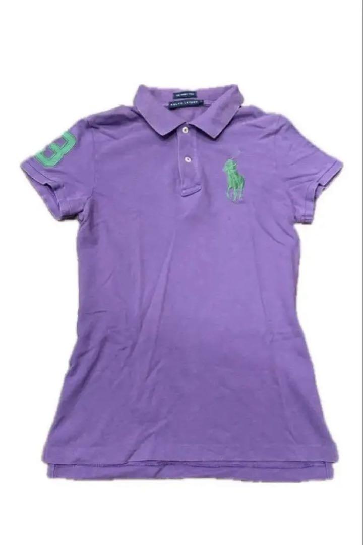 POLO RALPH LAUREN ポロシャツ 紫 レディース L 定番刺繍ロゴ
