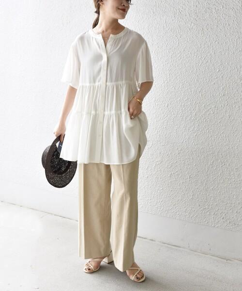 極美品✨定価１.５万❤️　白　シップス　2WAY ガーメントティアードブラウス