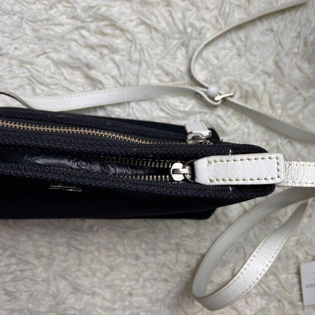 【美品】クレージュ ロゴ 金具 キャンバス ショルダーバッグ ポーチ ネイビー