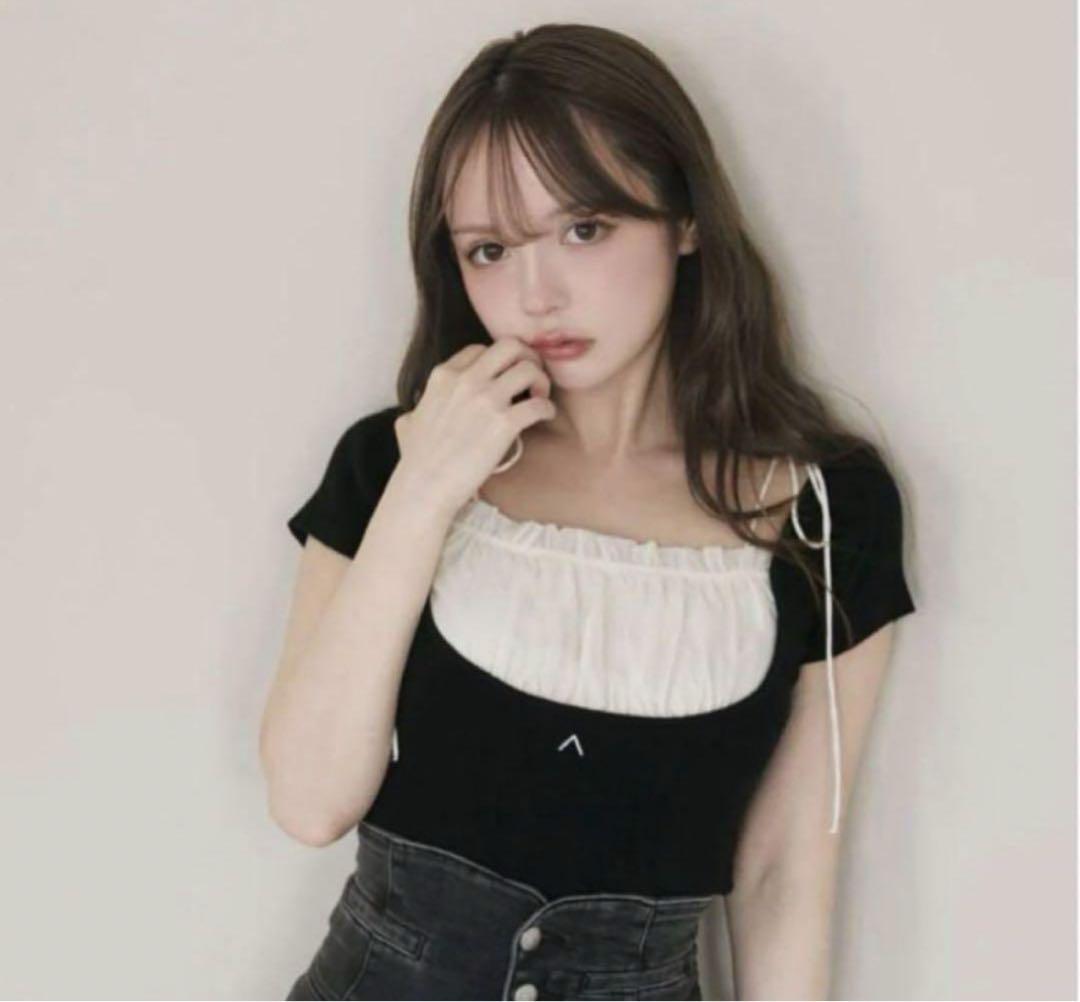 andmary Mew frill tops black トップス