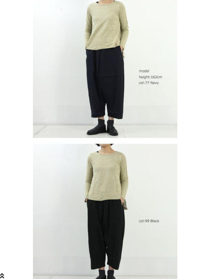 ミズイロインド mizuiroind リネンレーヨン サルエルパンツ ネイビー