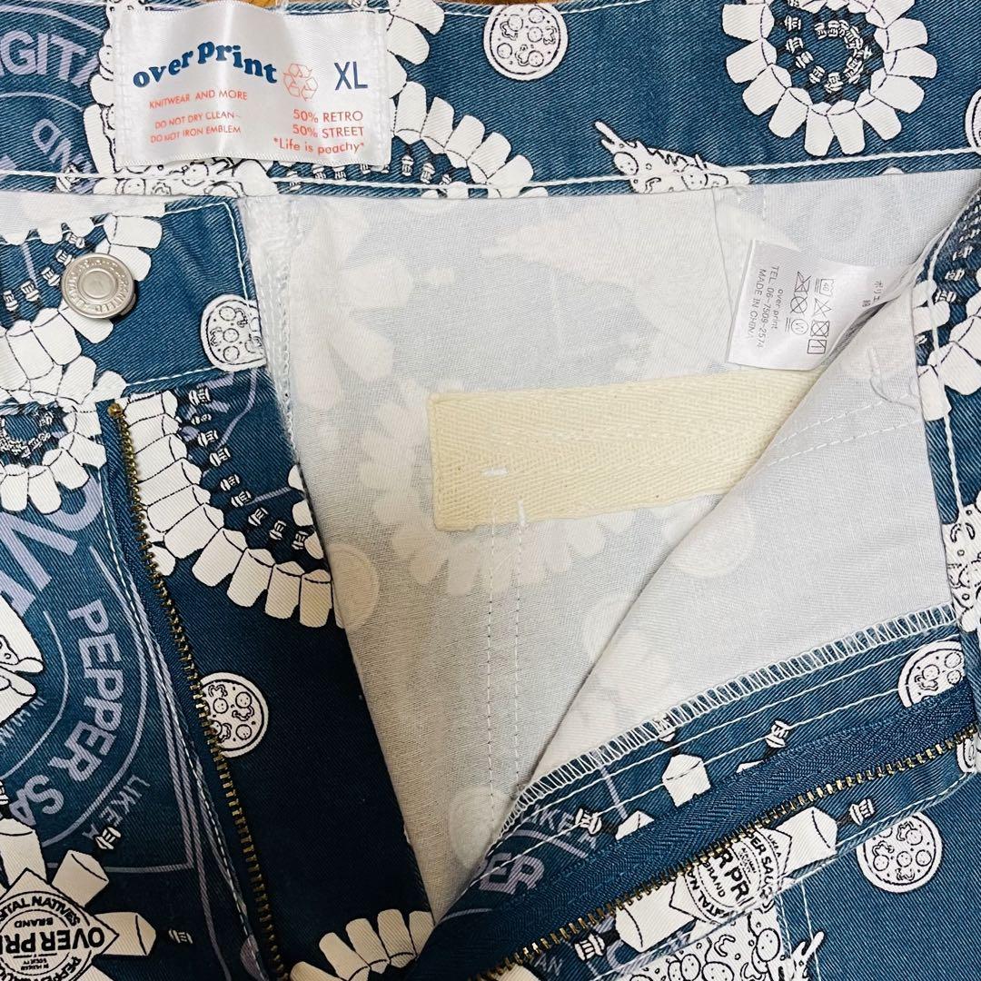 極美品⭐︎overprint⭐︎ピザデザイン ワークパンツ 青XL