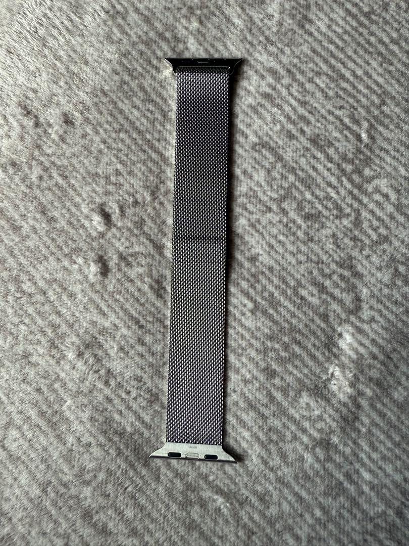 AppleWatch44mmケース用シルバーミラネーゼループ