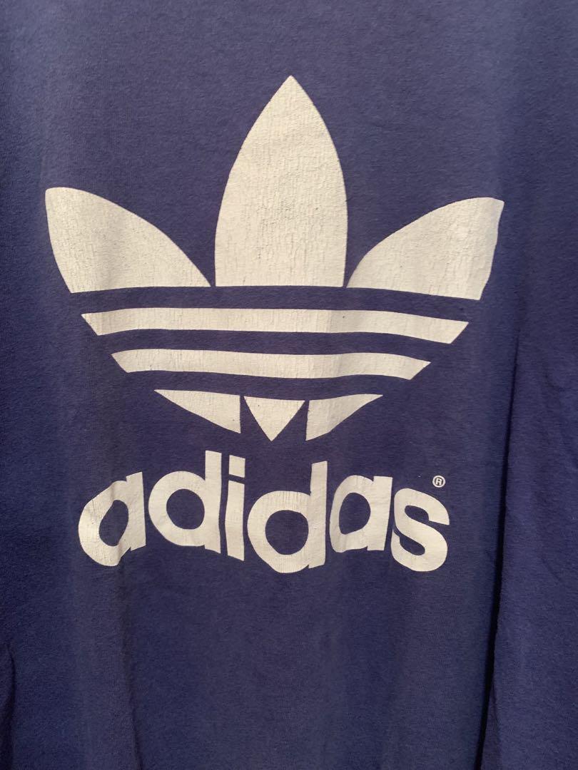90s USA製 ADIDAS アディダス ロゴプリントロンT 国旗タグ