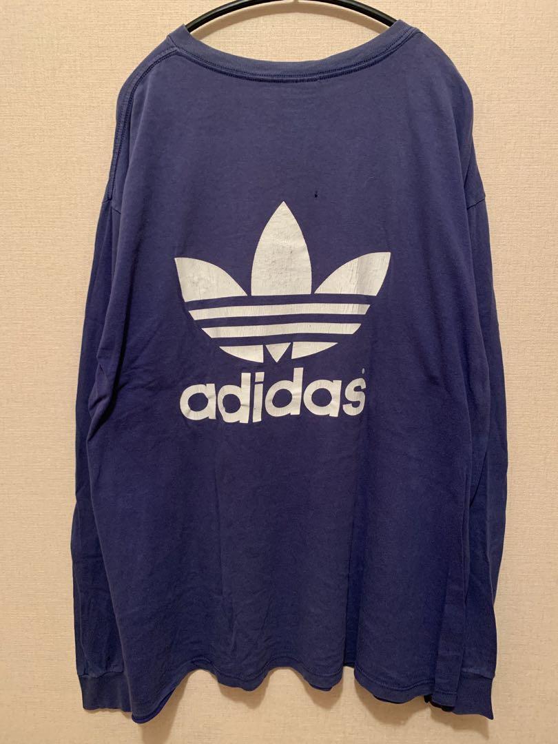 90s USA製 ADIDAS アディダス ロゴプリントロンT 国旗タグ