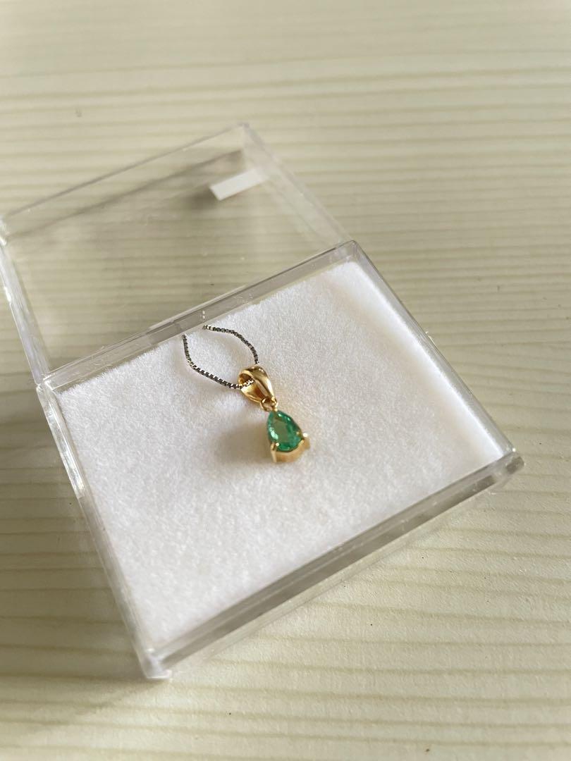 【美品】エメラルドとK18 ネックレス、浄化用水晶付き