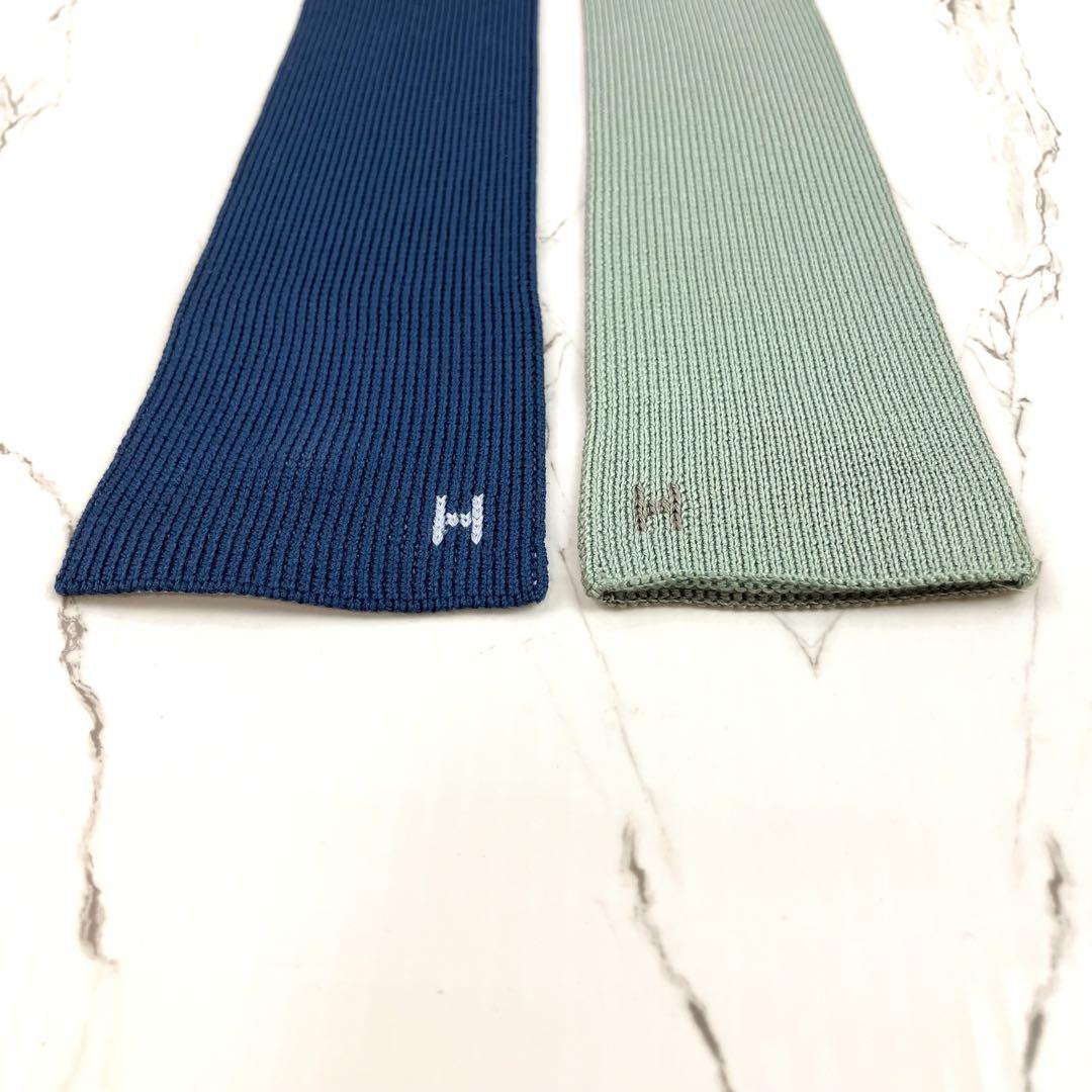 エルメス ネクタイ ニットタイ 4way Hロゴ ソリッド ネイビー