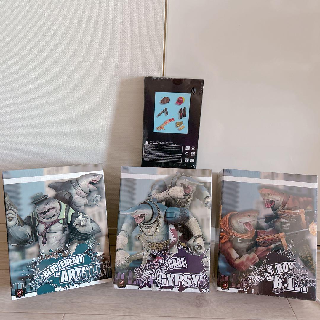Fury Toys サメ三兄弟 塗装済み可動フィギュア（特典付き）