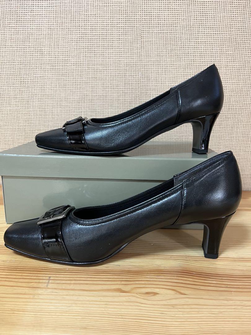 d100/極美品★RIZ コンフォート バックルデザイン本革パンプス 23㎝