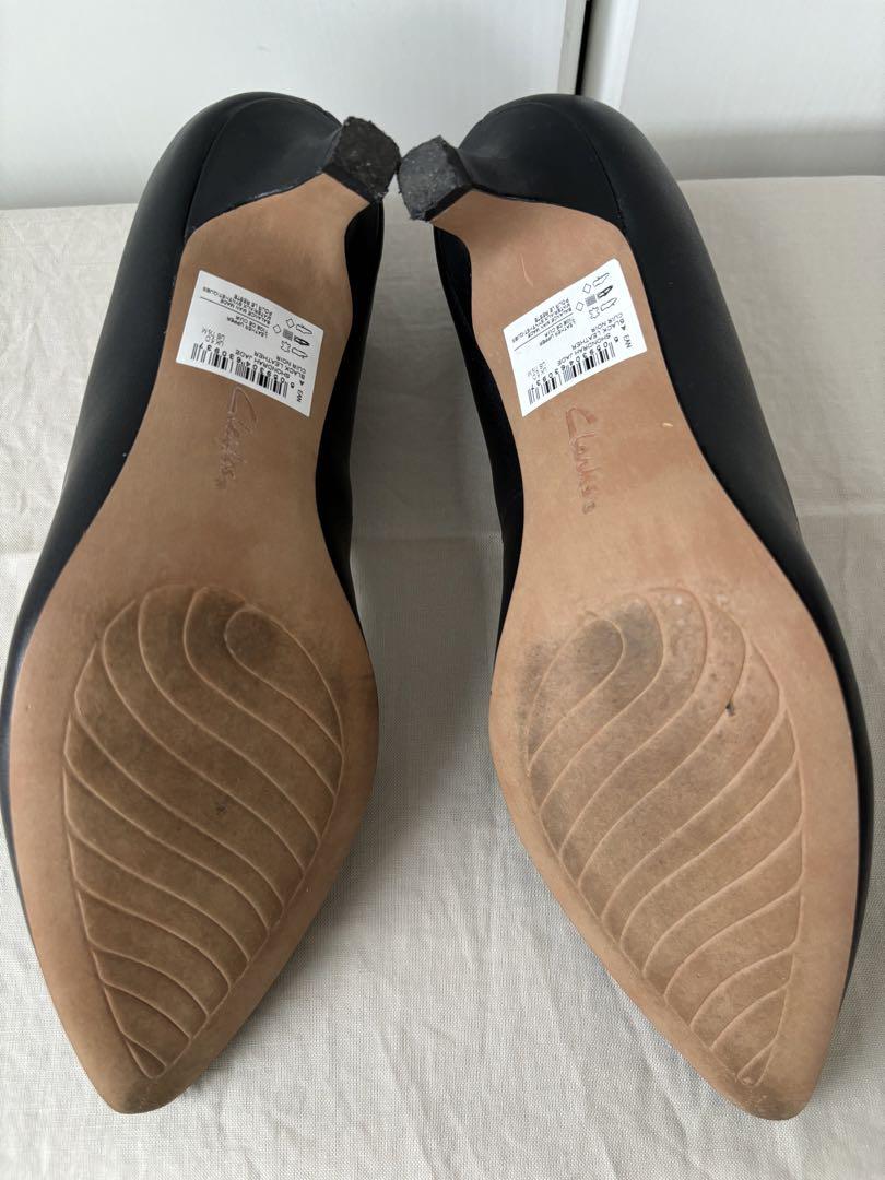 Clarks クラークス レザーパンプス UK5/24cm 黒 ブラック 本革