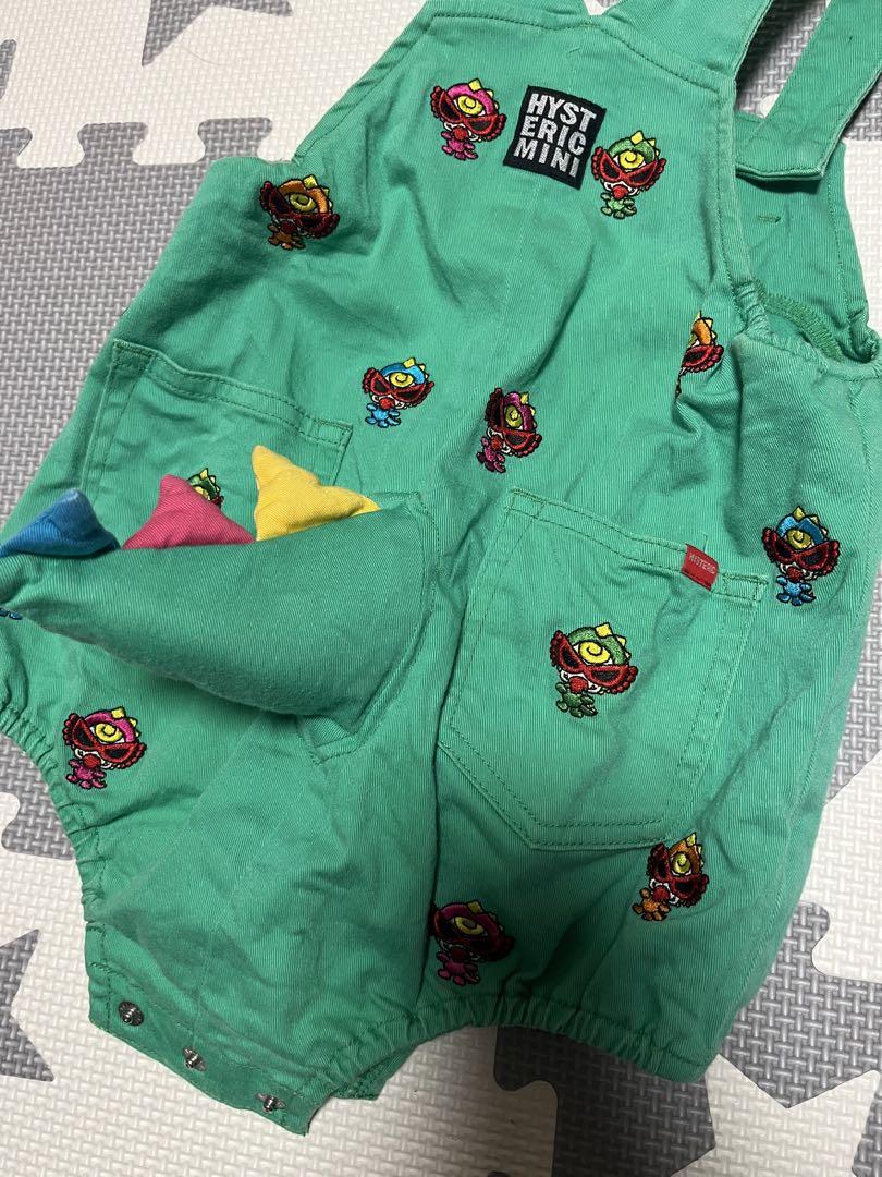 ヒステリックミニ　サロペット　恐竜　刺繍