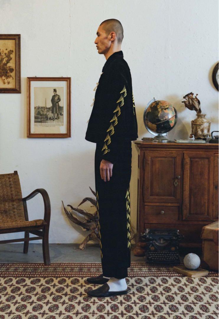 ジャケット・アウター Urig EMB VELVET CHINA JACKET [BLACK]
