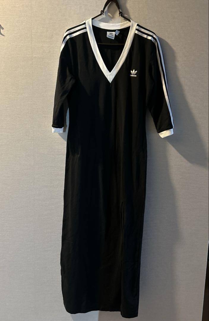 adidas original スリット Vネック マキシドレス
