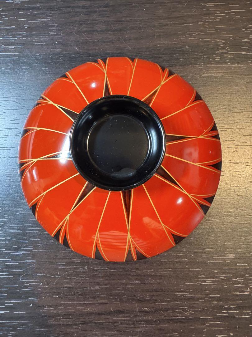 新品‼️蓋付き椀　吸い物椀　5個セット　洗朱小槌　赤　昭和レトロ　蓋付き
