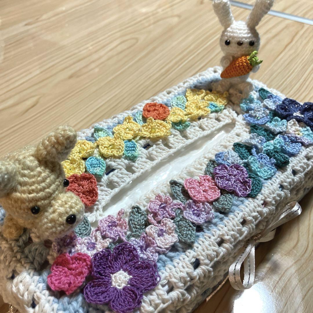 ハンドメイドボックスティッシュカバーティッシュケースお花畑と