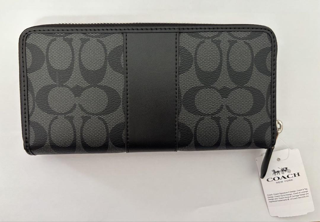 【新品未使用】COACH コーチ 財布　シグネチャー 長財布 メンズ　袋付き