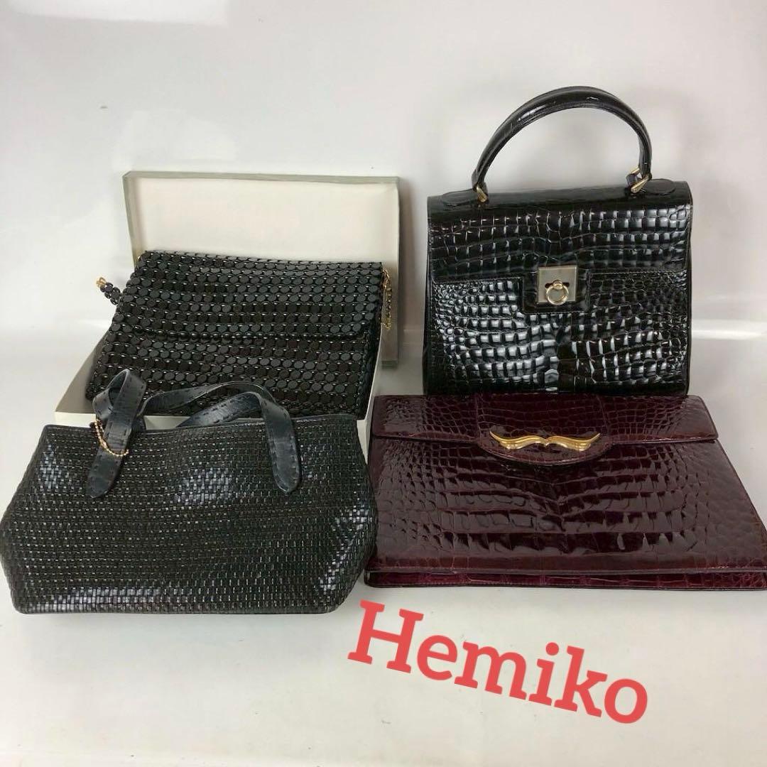 クロコ型押し ハンドバッグ・クラッチバッグ 4点セット レディース ブランド