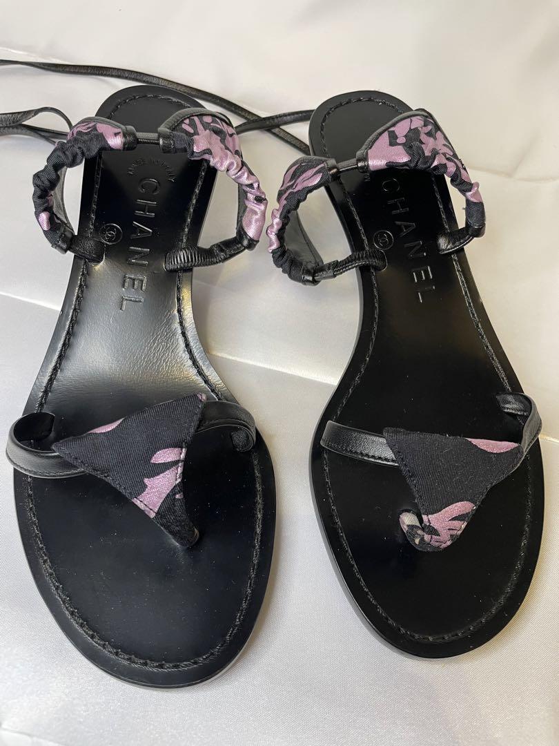 【美品】CHANEL シャネル　サンダル　ココマーク　ブラック　ピンク　35